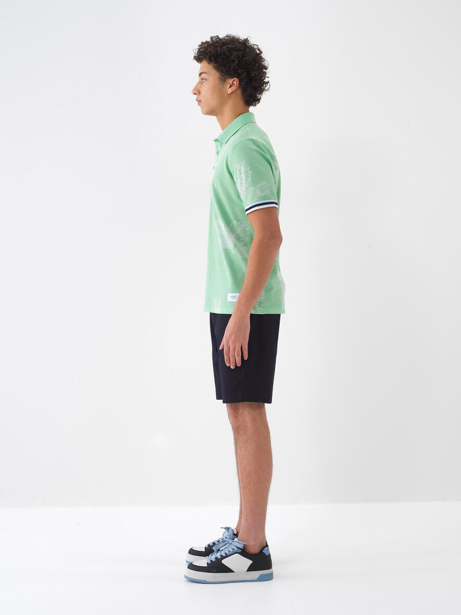 Yeşil Pamuk Dokulu Regular Fit Tişört - 4