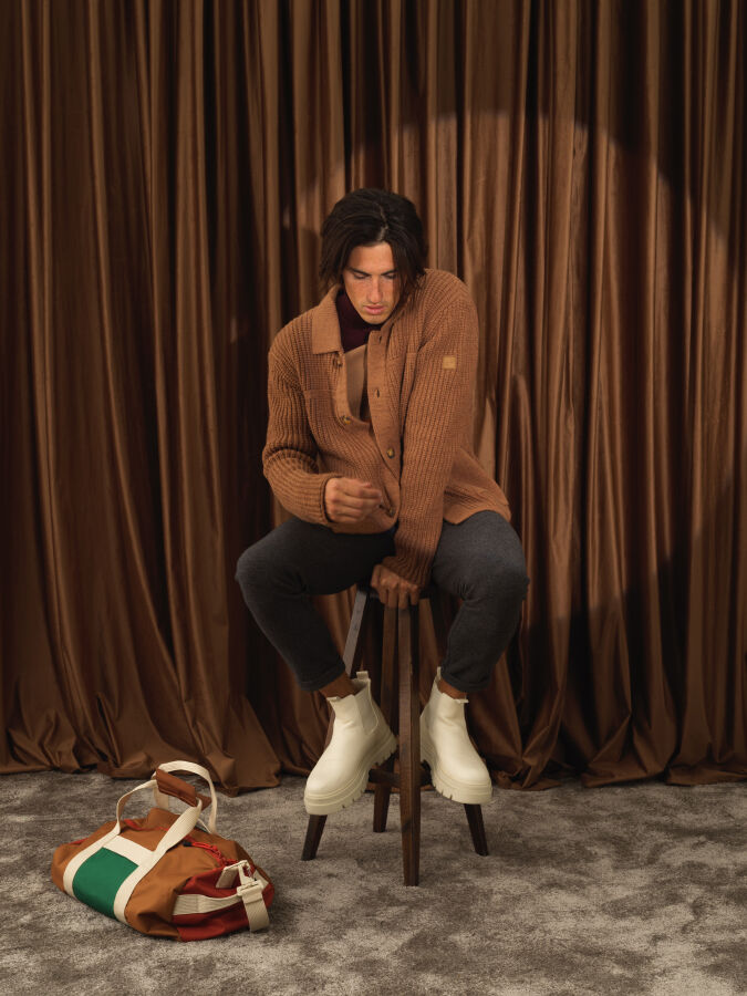 Camel Doğal Yün Dokulu Regular Fit Triko Ceket - Xint