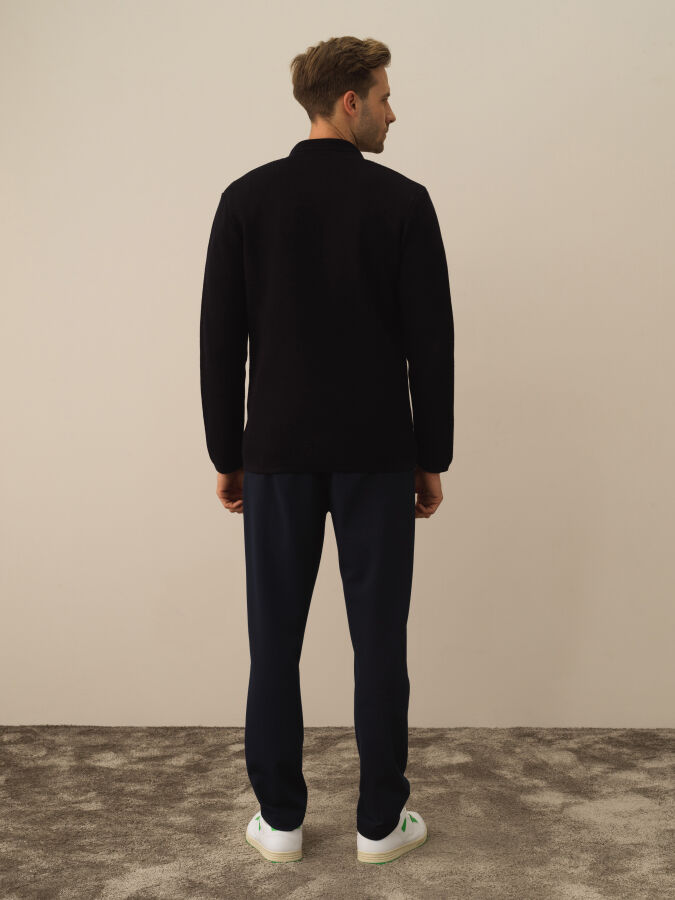 Lacivert Pamuk Dokulu Regular Fit Triko Ceket - Xint