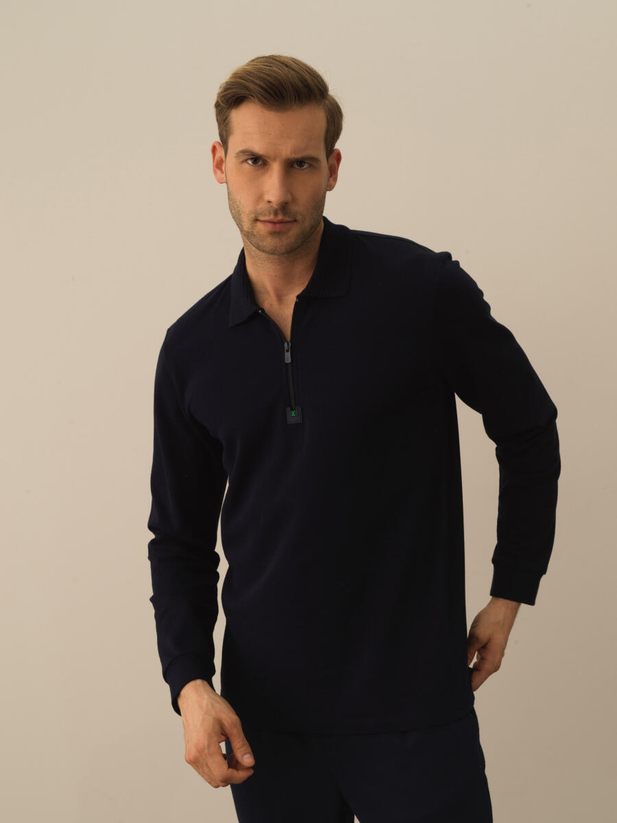 Lacivert Regular Fit Basic Polo Tişört - 1