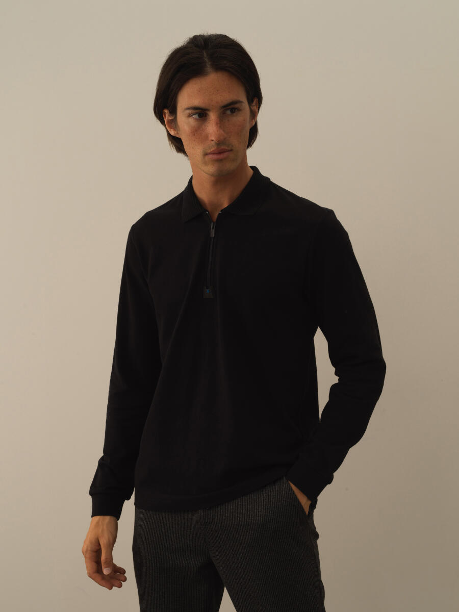 Siyah Regular Fit Basic Polo Tişört - 1