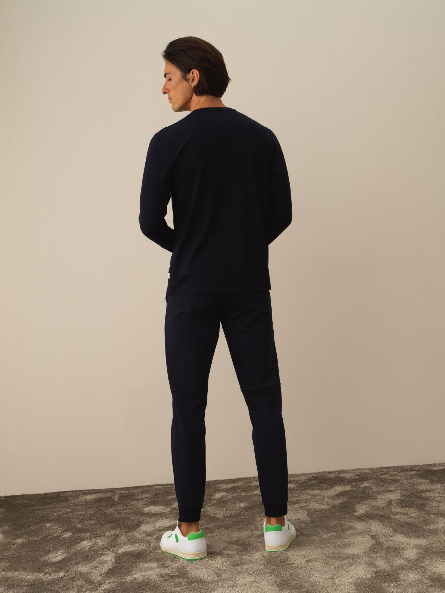 Lacivert Slim Fit Modal Baskılı Tişört - 4