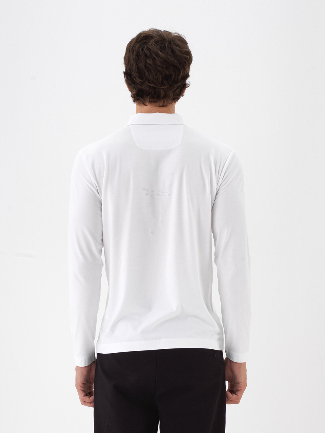 Beyaz Modal Dokulu Slim Fit Uzun Kollu Tişört - 4