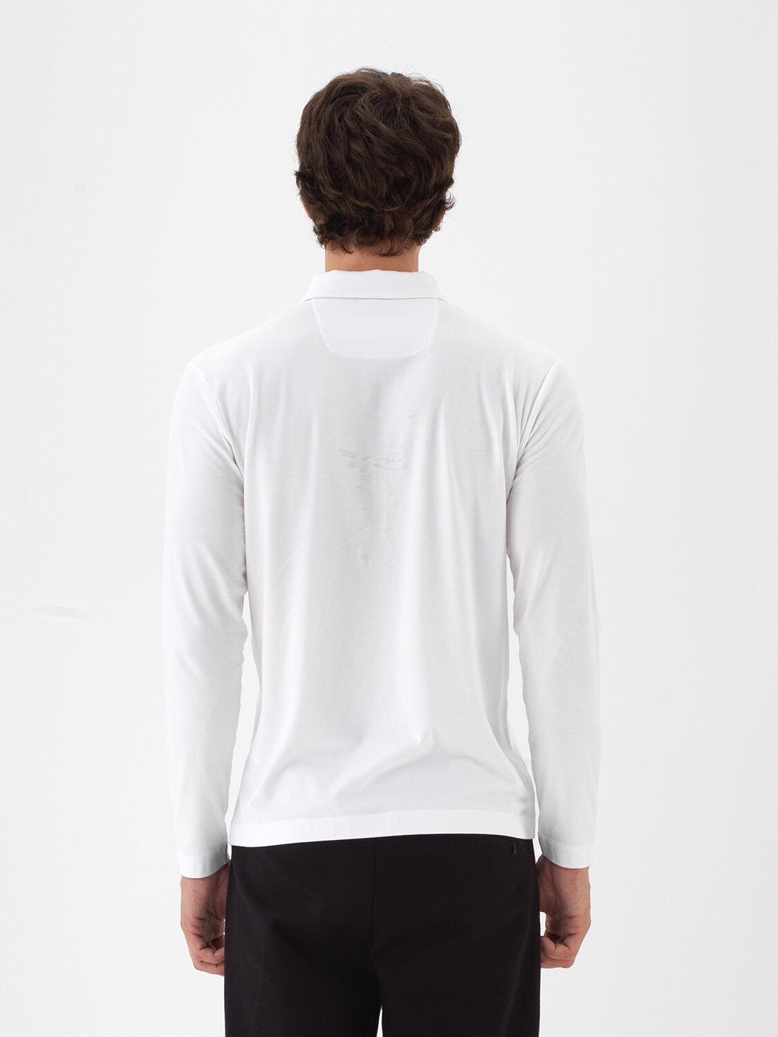 Beyaz Modal Dokulu Slim Fit Uzun Kollu Tişört - 4