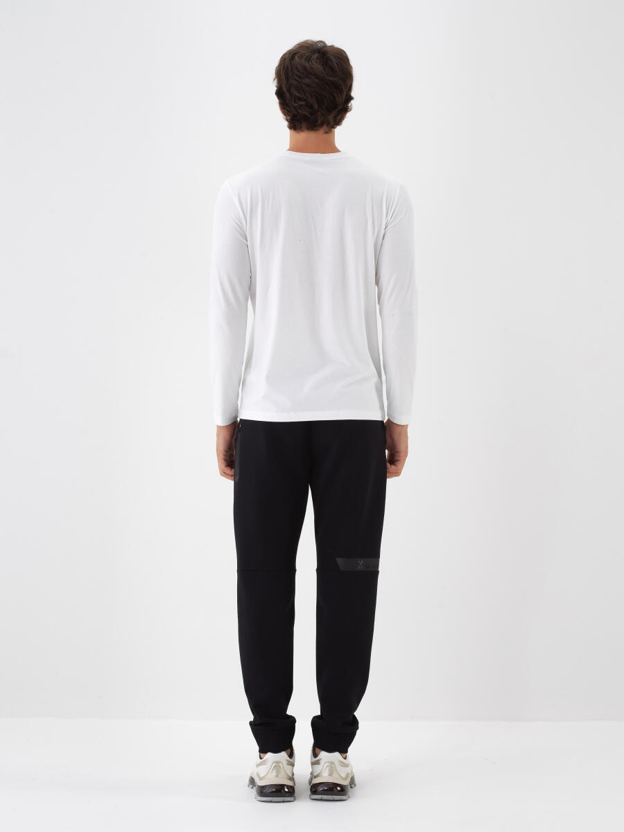 Beyaz Modal Dokulu Slim Fit Uzun Kollu Tişört - 3