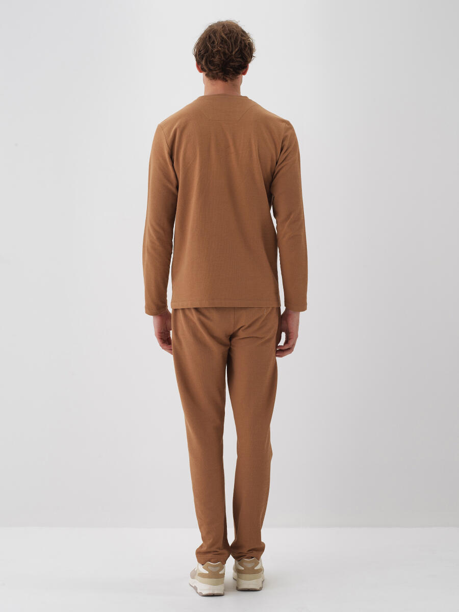 Camel Pamuk Dokulu Regular Fit Uzun Kollu Tişört - 4