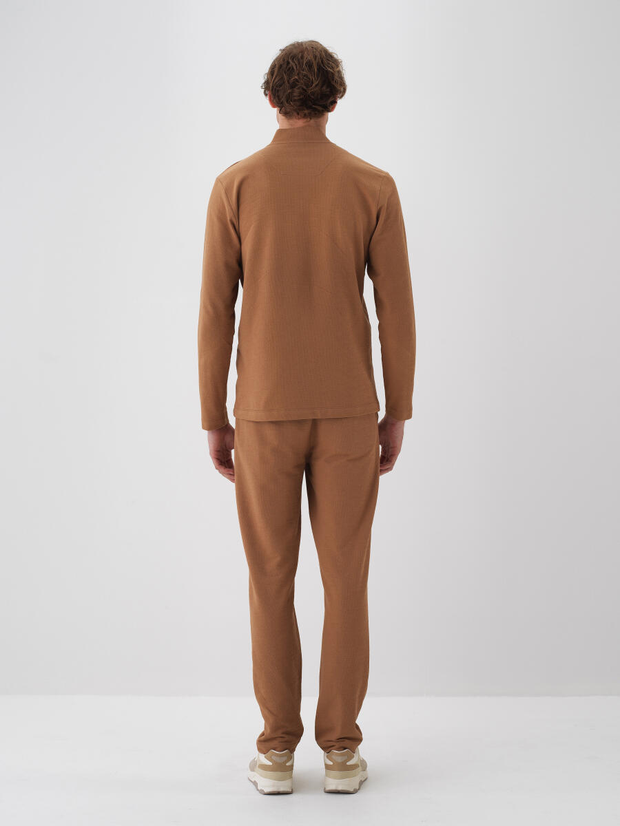 Camel Pamuk Dokulu Regular Fit Uzun Kollu Tişört - 3