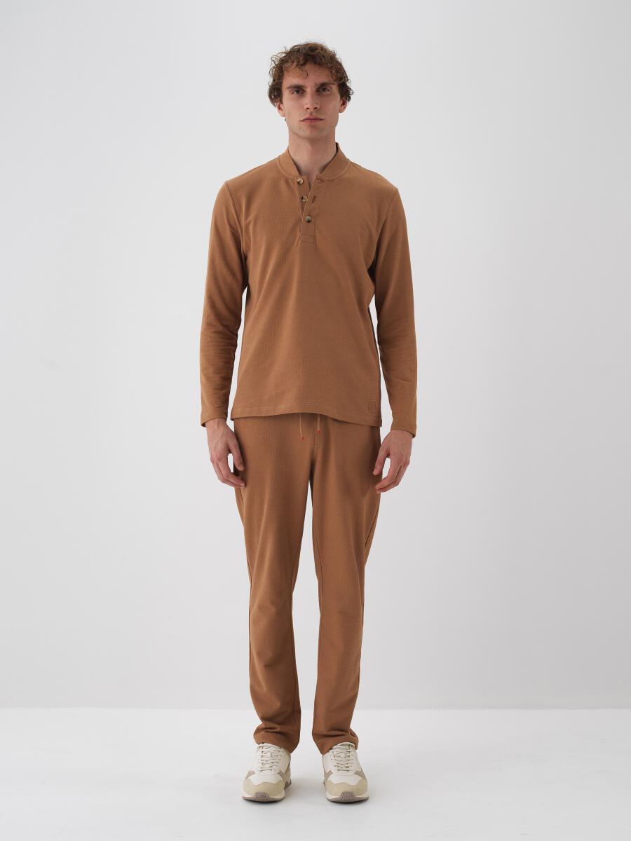 Camel Pamuk Dokulu Regular Fit Uzun Kollu Tişört - 2