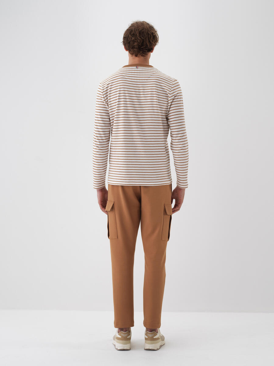 Camel Pamuk Dokulu Regular Fit Uzun Kollu Tişört - 4