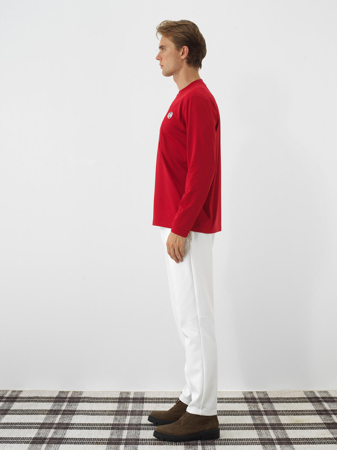 Kırmızı Esnek Dokulu Regular Fit Uzun Kollu Tişört - 3
