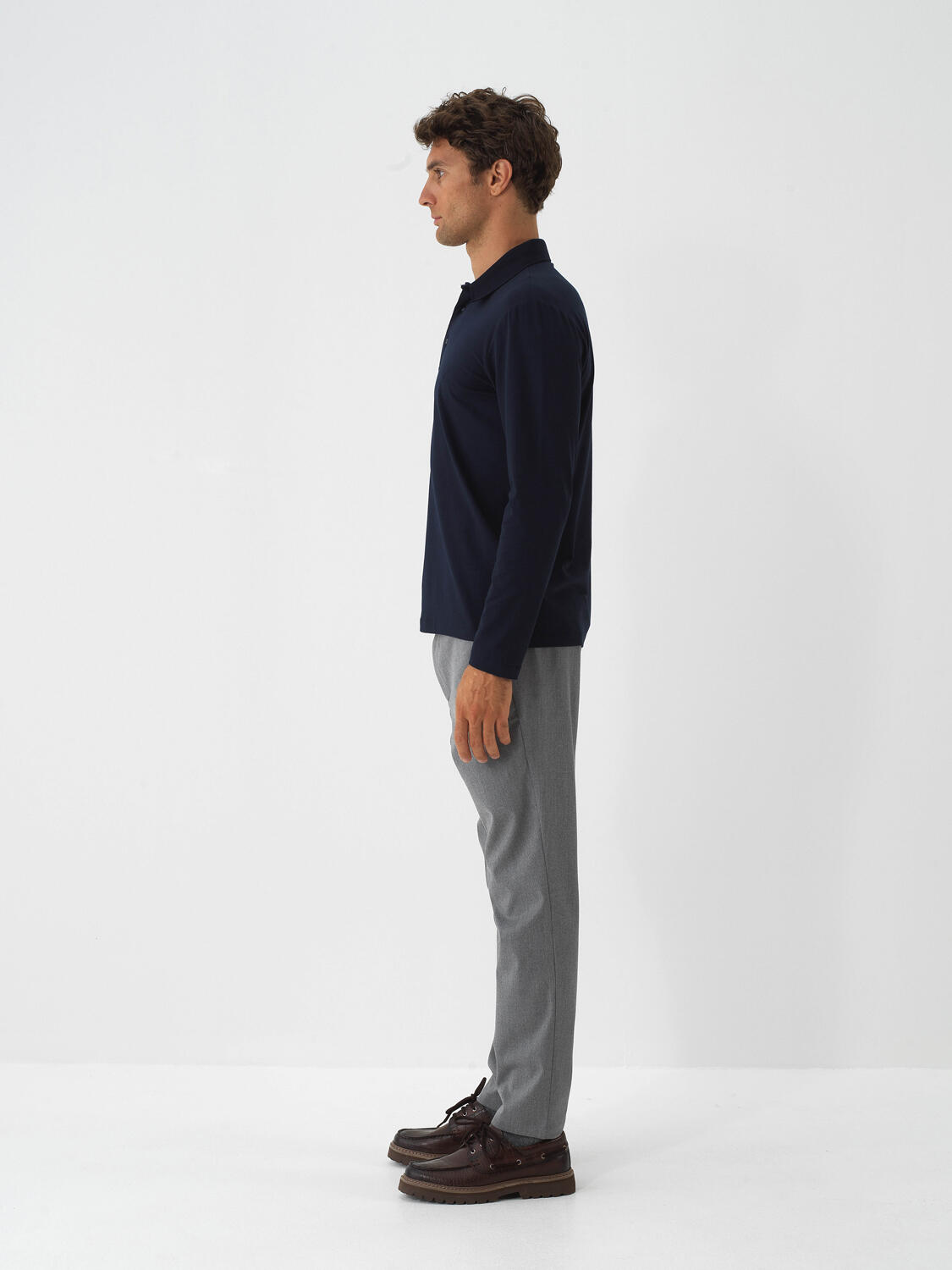 Lacivert Modal Dokulu Slim Fit Uzun Kollu Tişört - 3