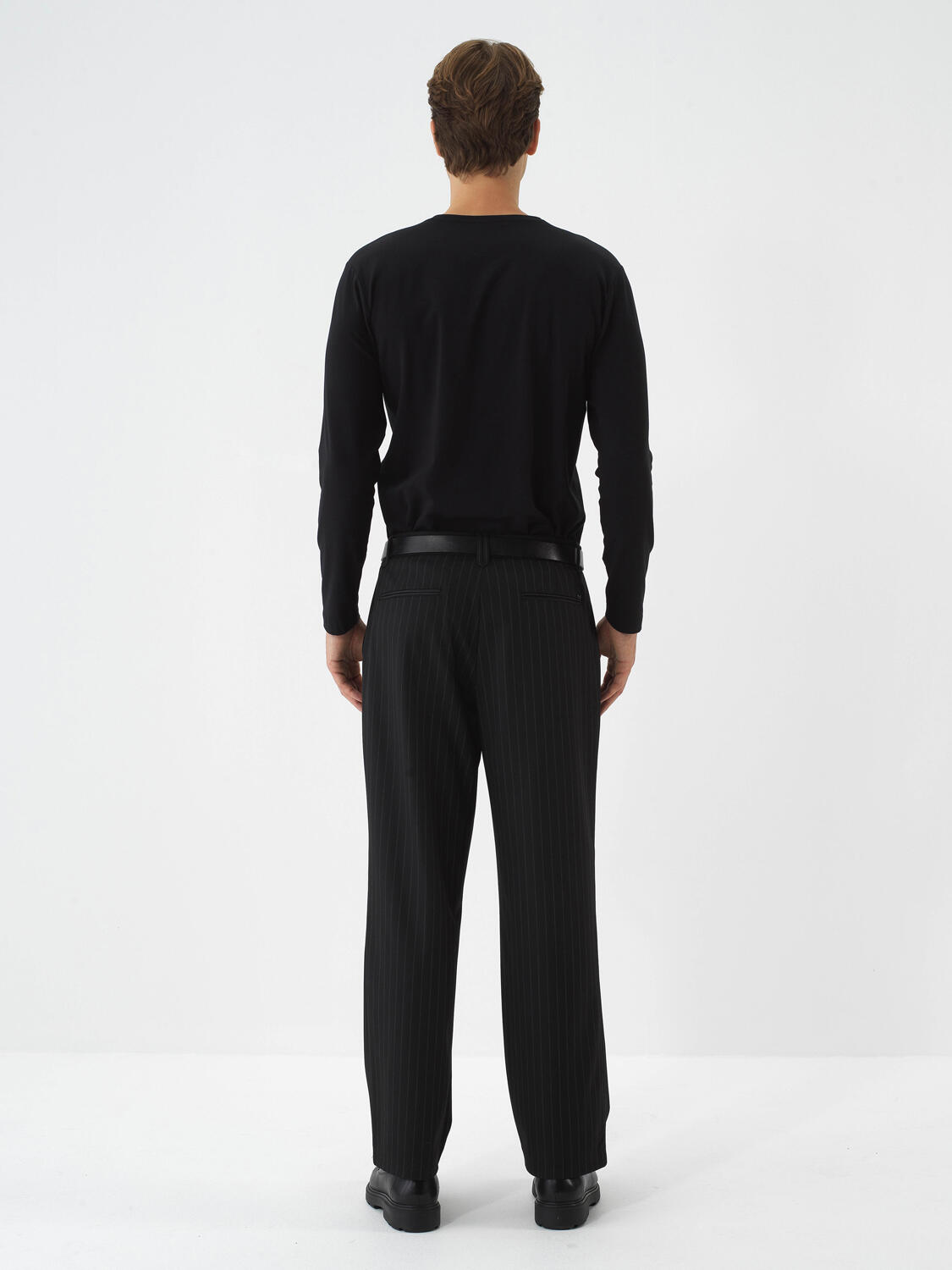 Siyah Modal Dokulu Slim Fit Uzun Kollu Tişört - 5