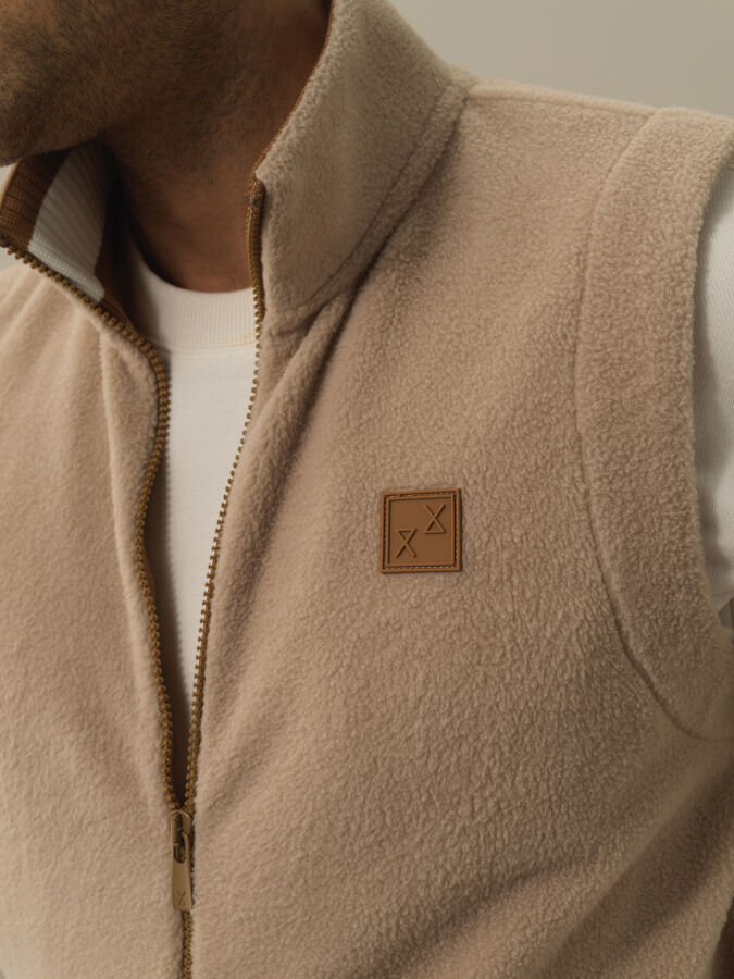 Bej Pamuk Dokulu Regular Fit Yelek - Xint