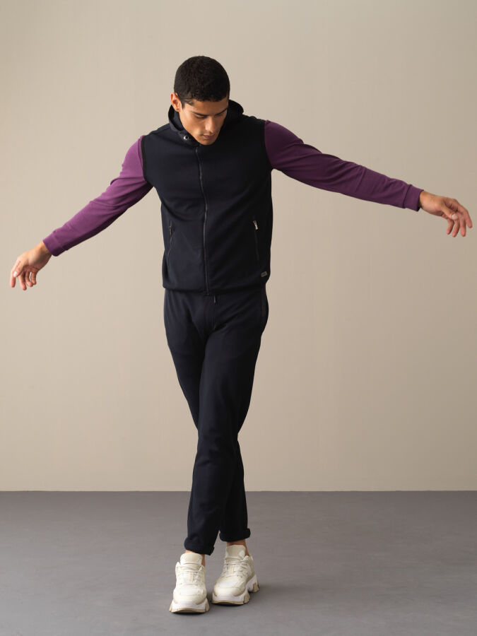 Lacivert Pamuk Dokulu Pamuklu Regular Fit Yelek - Xint