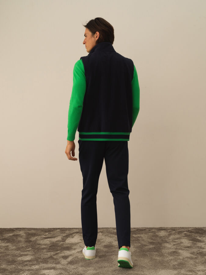 Lacivert Pamuk Dokulu Regular Fit Yelek - Xint