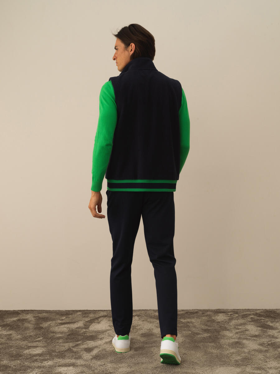 Lacivert Pamuk Dokulu Regular Fit Yelek - 5