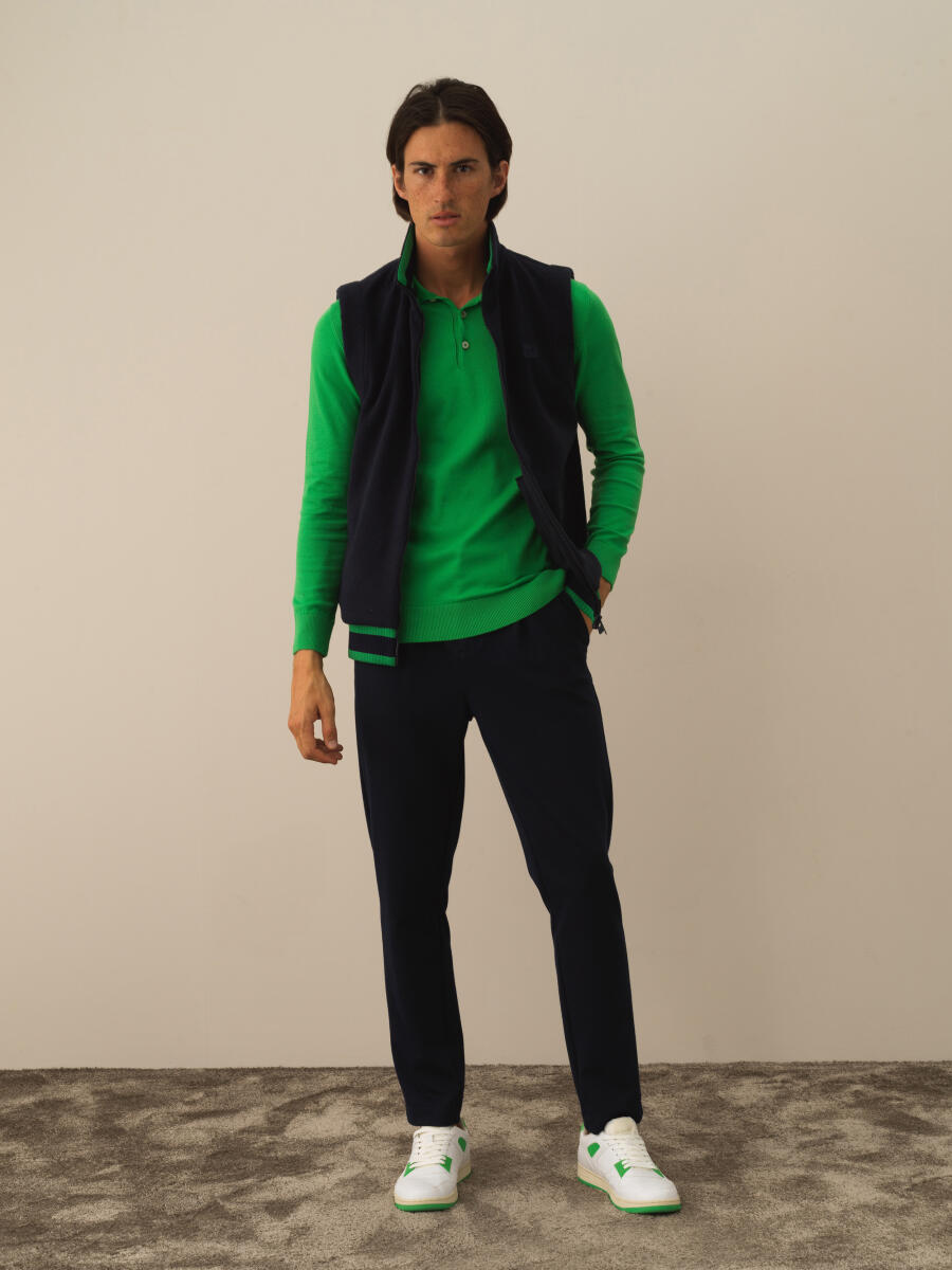 Lacivert Pamuk Dokulu Regular Fit Yelek