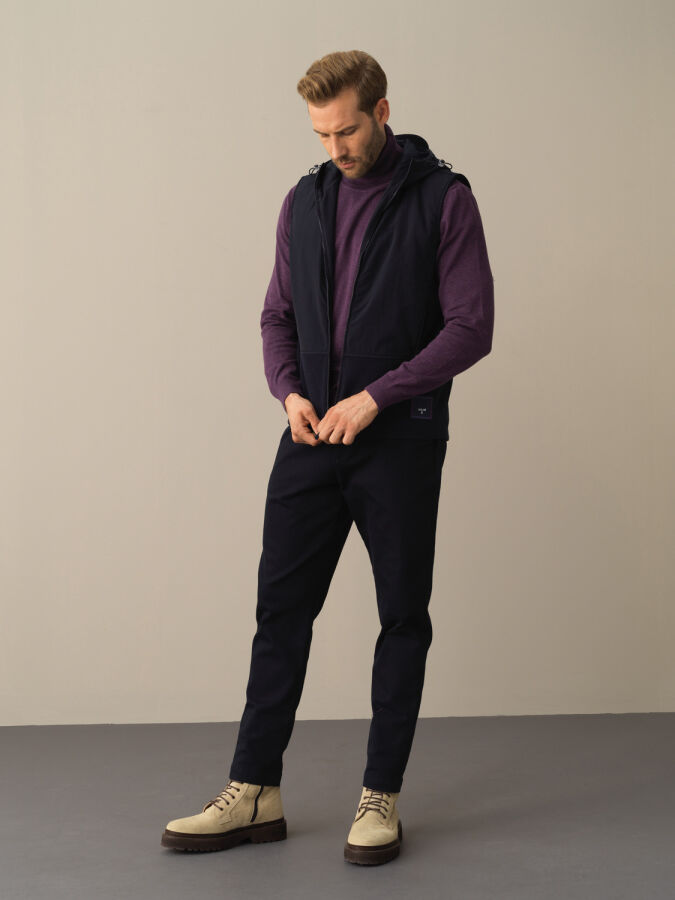 Lacivert Formunu Koruyan Regular Fit Polar Yelek - Xint