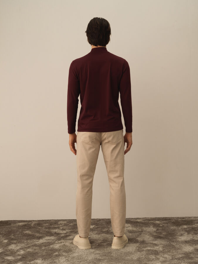 Half Turtle Neck Slim Fit Modal Basic T-Shirt - Xint