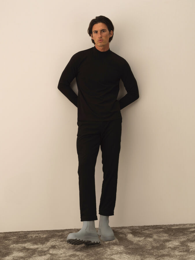 Half Turtle Neck Slim Fit Modal Basic T-Shirt - Xint