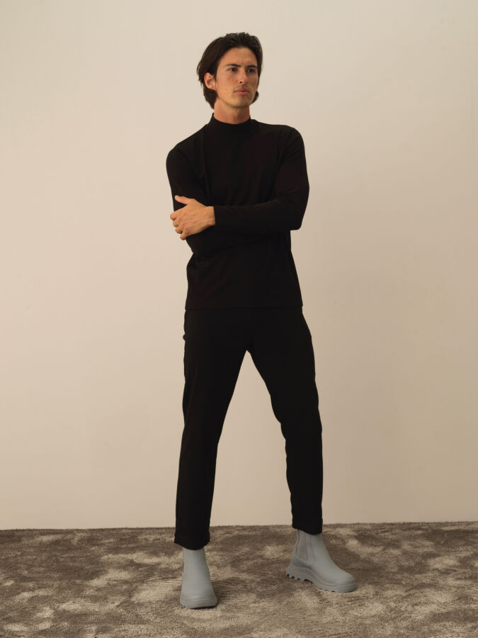 Half Turtle Neck Slim Fit Modal Basic T-Shirt - Xint