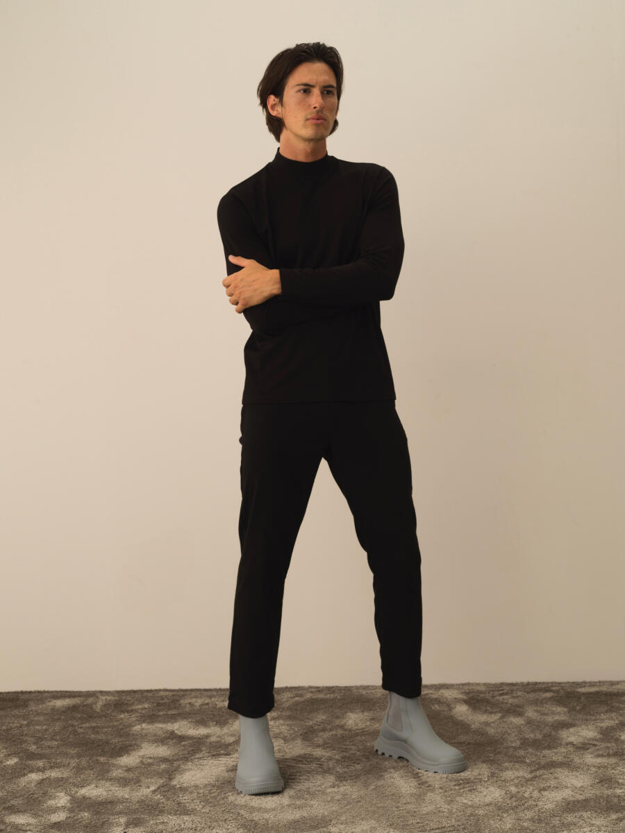 Half Turtle Neck Slim Fit Modal Basic T-Shirt - 2