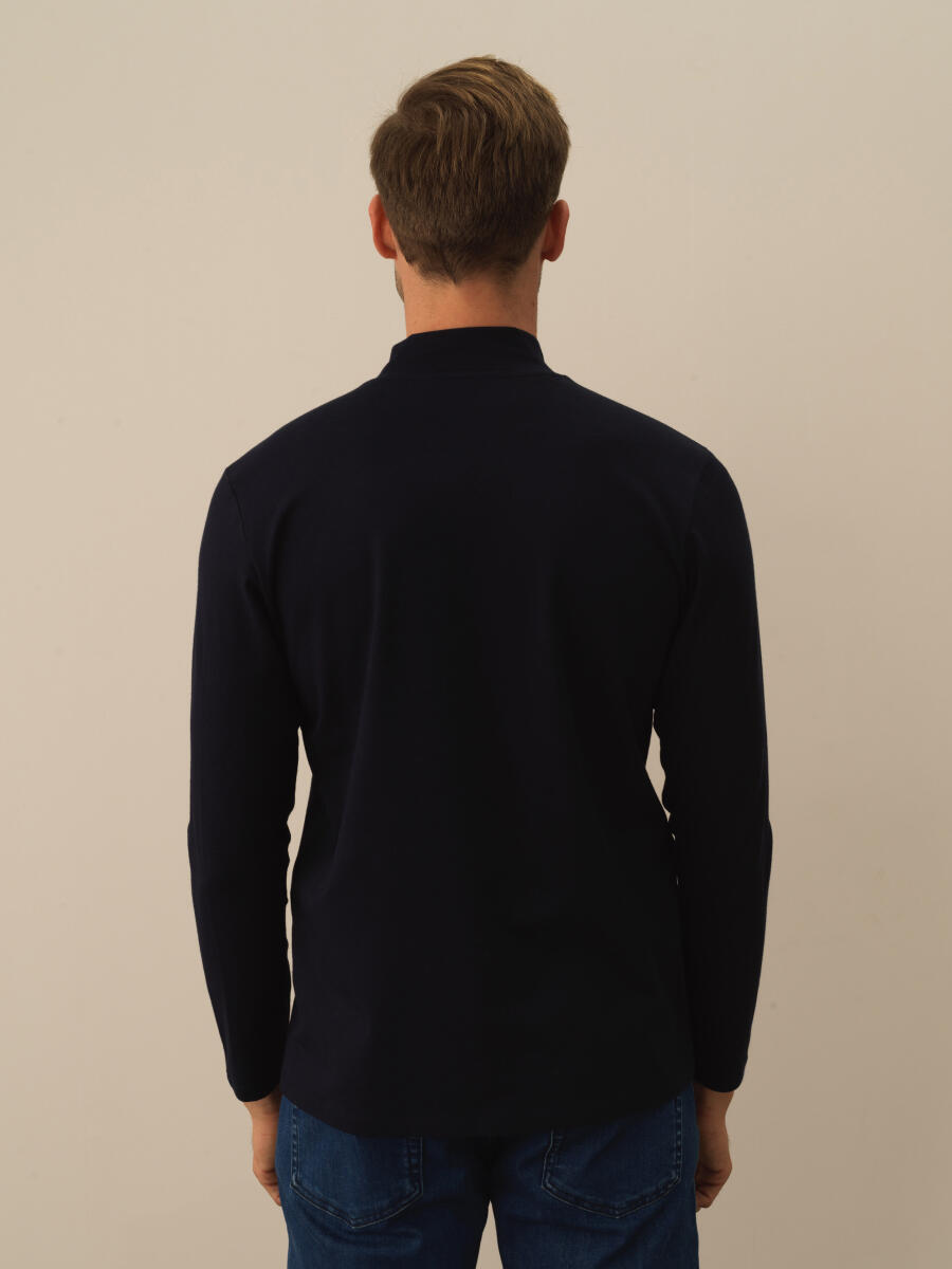 Half Turtle Neck Slim Fit Modal Basic T-Shirt - 3