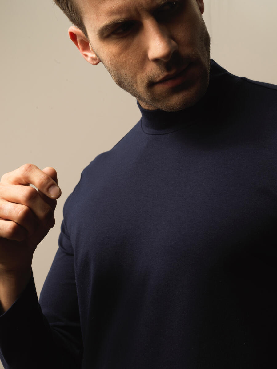 Half Turtle Neck Slim Fit Modal Basic T-Shirt