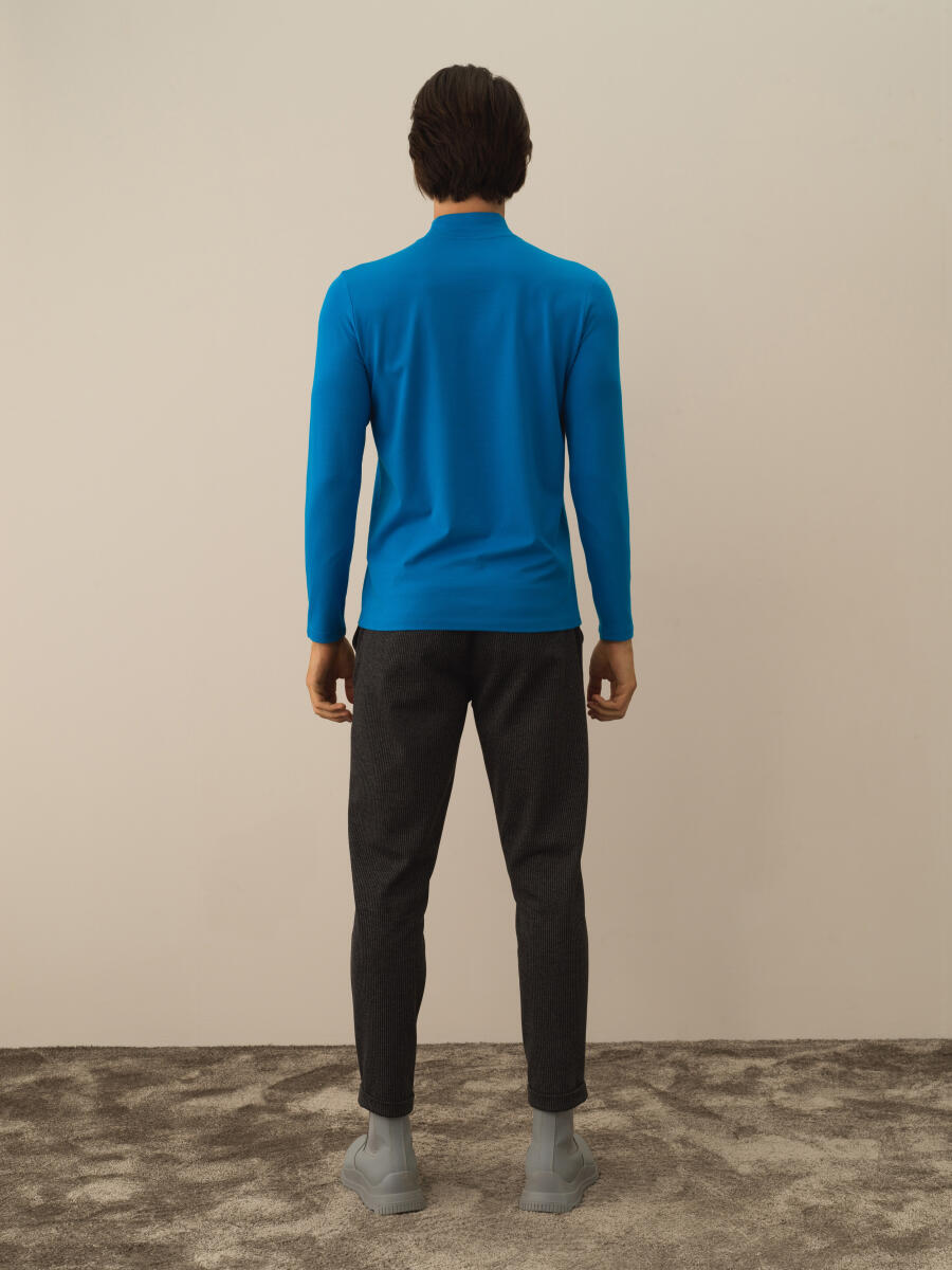 Half Turtle Neck Slim Fit Modal Basic T-Shirt - 4