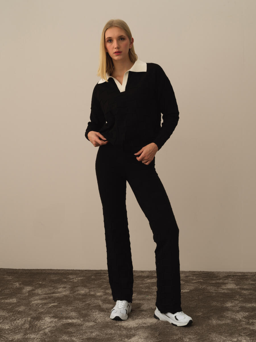 High Waist Oversized Knit Pants - 2