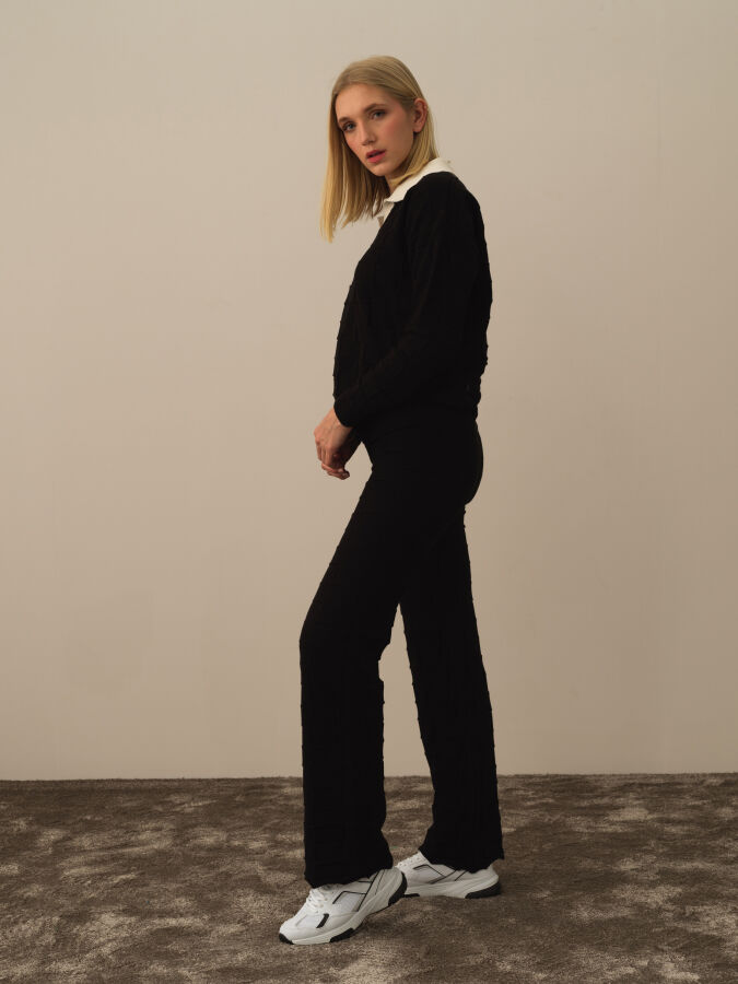 High Waist Oversized Knit Pants - Xint