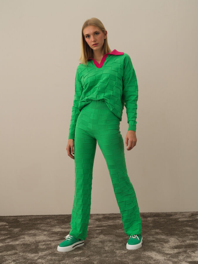 High Waist Oversized Knit Pants - Xint