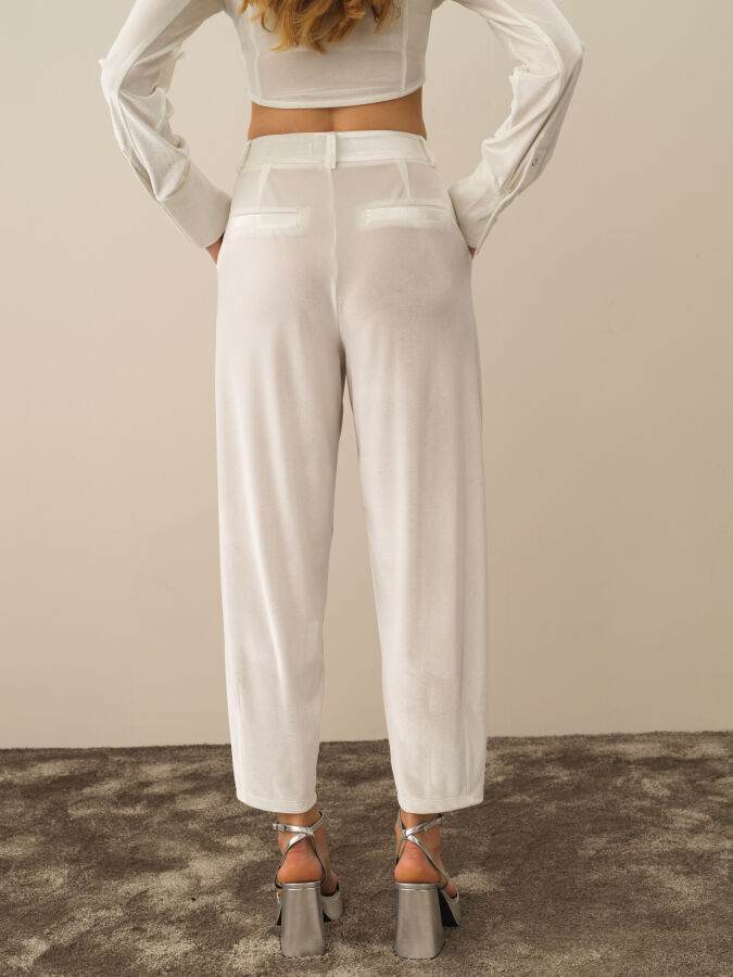 High Waist Oversized Shiny Textured Pants - Xint