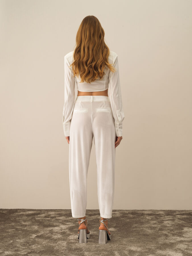 High Waist Oversized Shiny Textured Pants - Xint