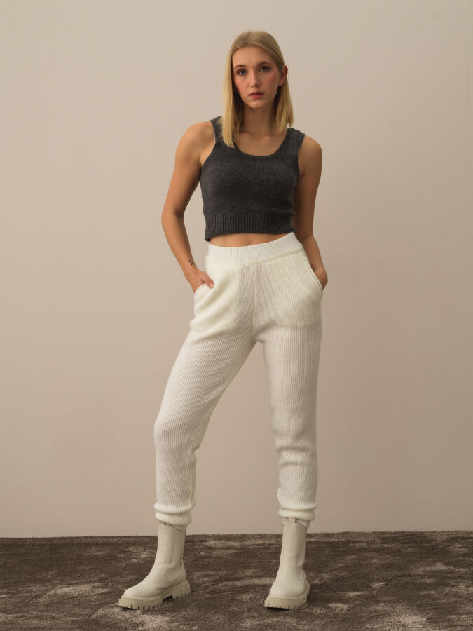 High Waist Regular Fit Knit Pants - Xint