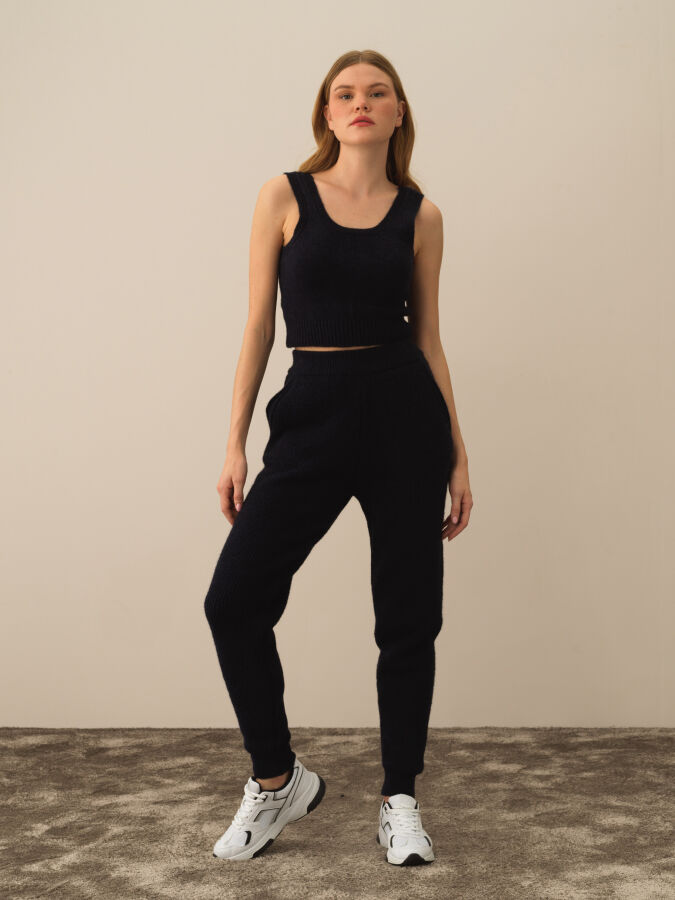 High Waist Regular Fit Knit Pants - Xint