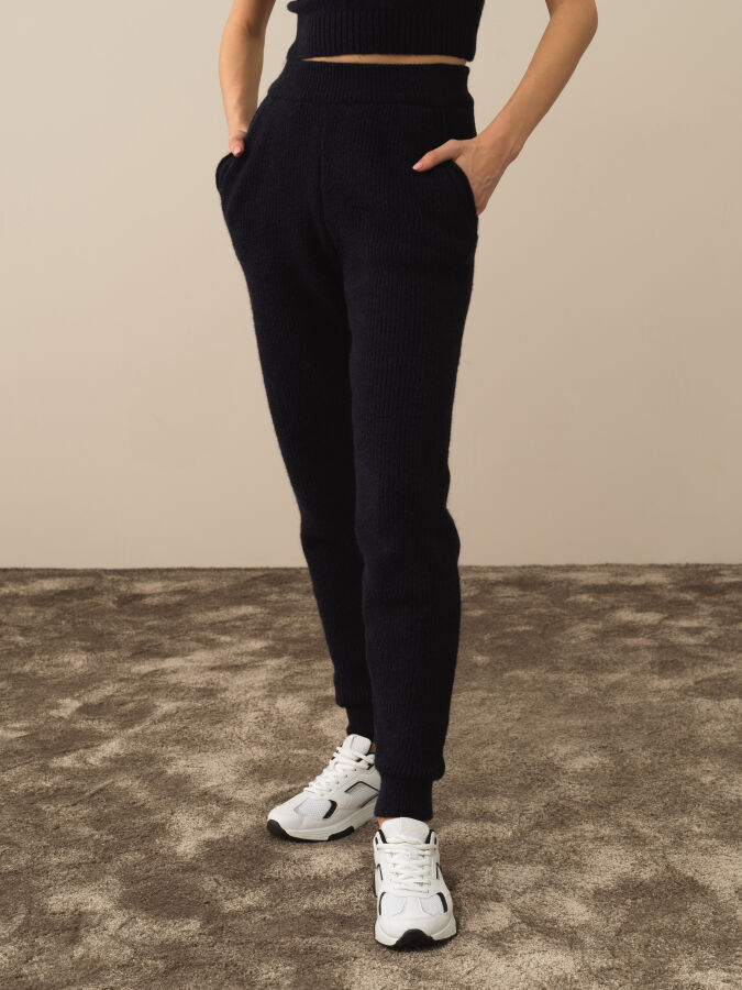 High Waist Regular Fit Knit Pants - Xint