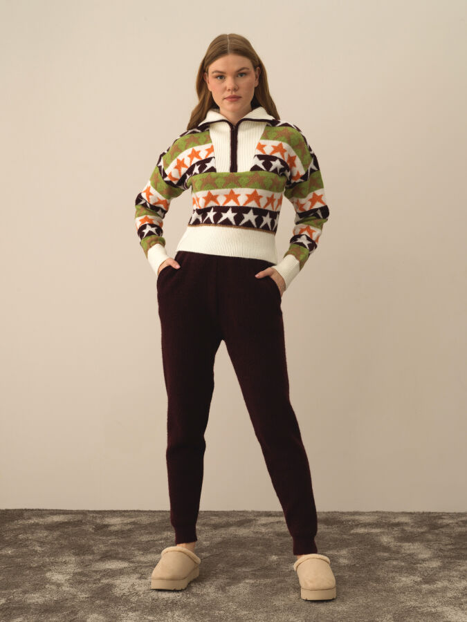 High Waist Regular Fit Knit Pants - Xint