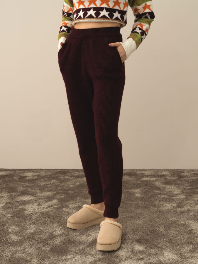 High Waist Regular Fit Knit Pants - Xint