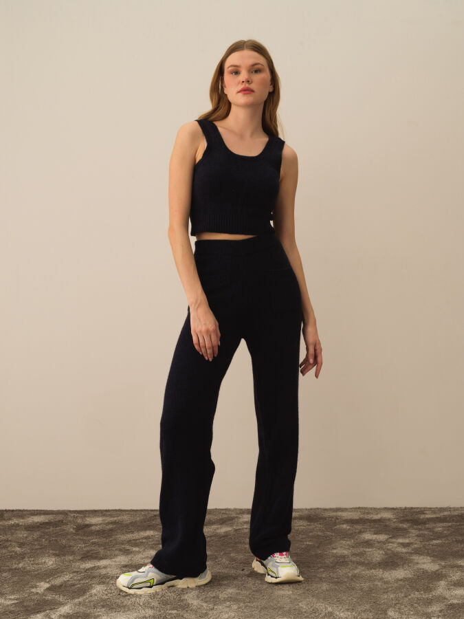 High Waist Regular Fit Knit Pants - Xint