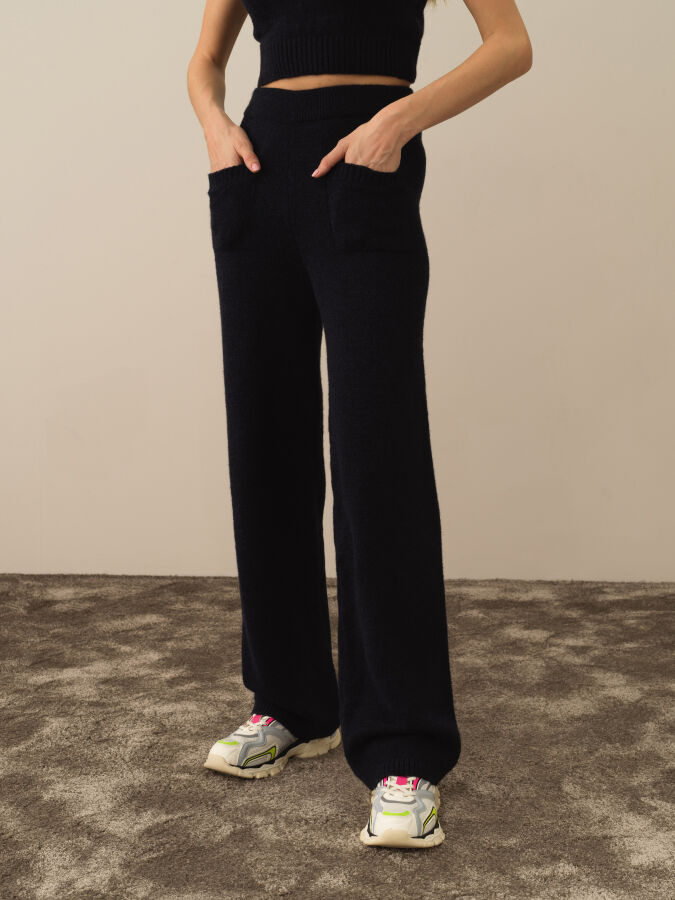 High Waist Regular Fit Knit Pants - Xint