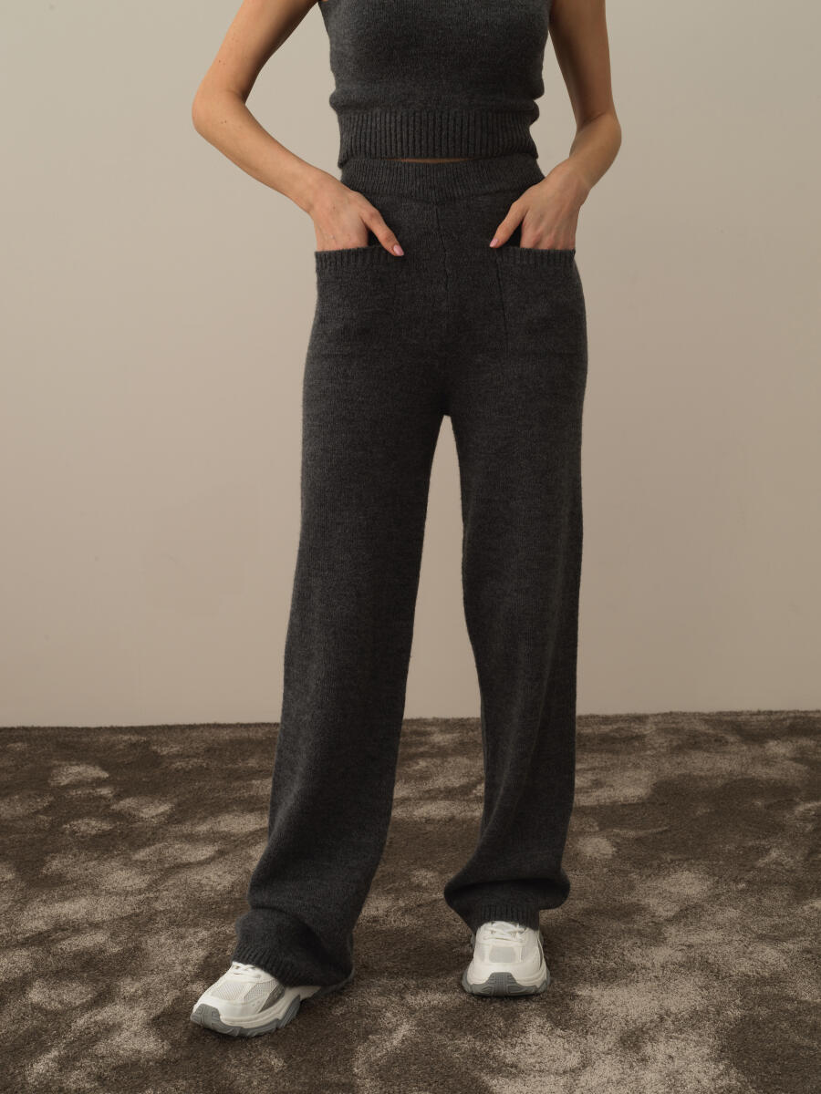 High Waist Regular Fit Knit Pants