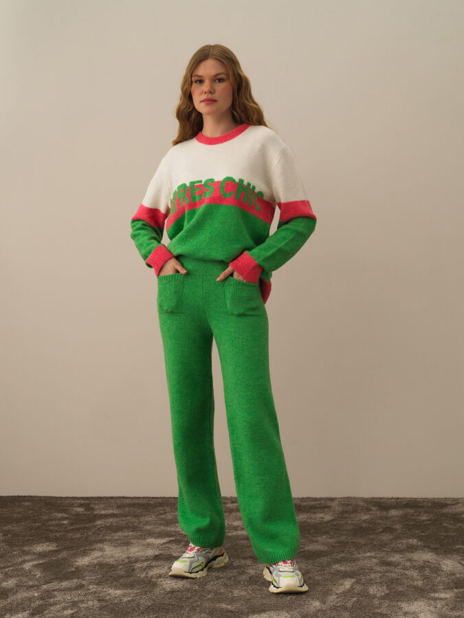 High Waist Regular Fit Knit Pants - Xint