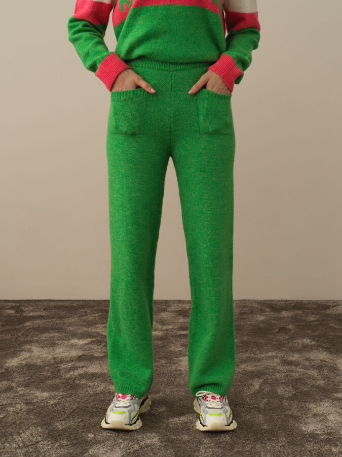 High Waist Regular Fit Knit Pants - Xint