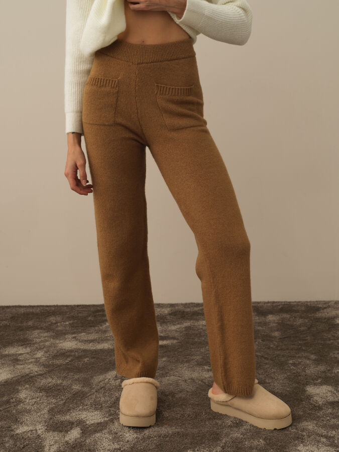 High Waist Regular Fit Knit Pants - Xint