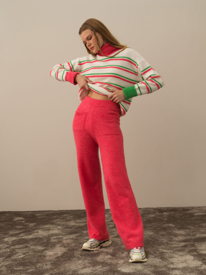 High Waist Regular Fit Knit Pants - Xint