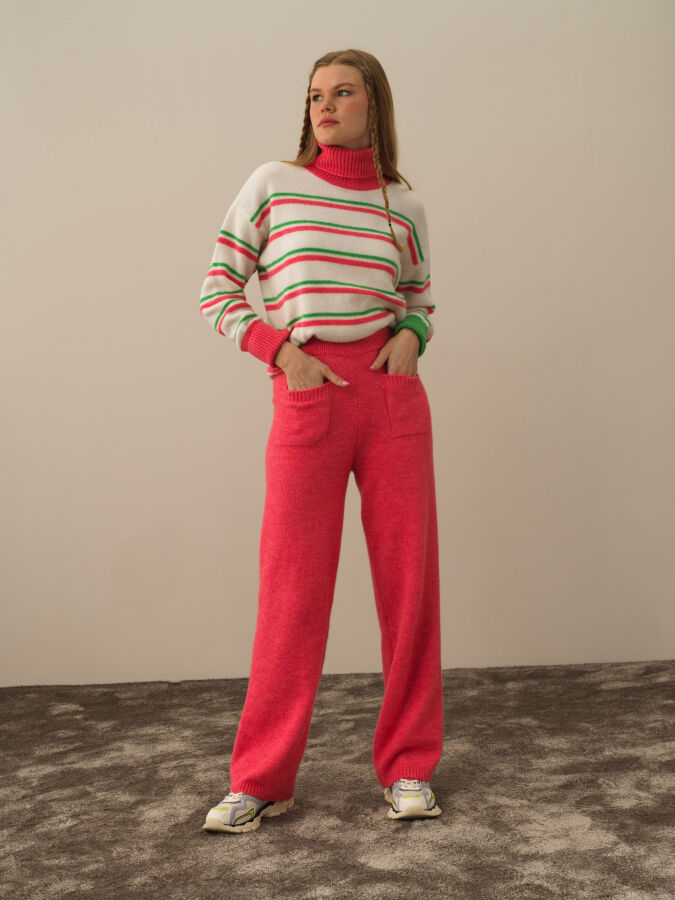 High Waist Regular Fit Knit Pants - Xint