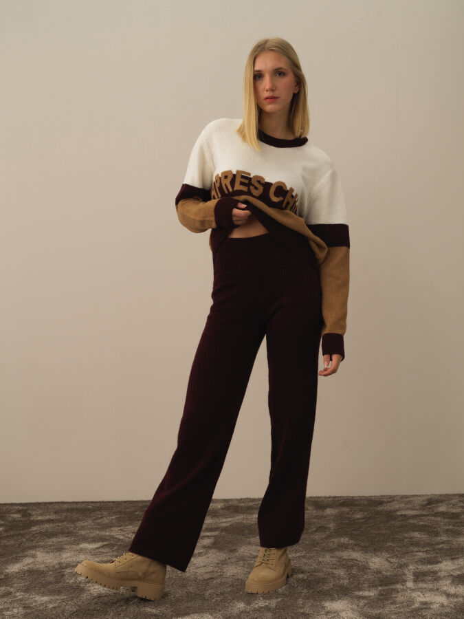 High Waist Regular Fit Knit Pants - Xint