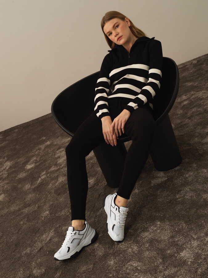 High Waist Regular Fit Knit Pants - Xint