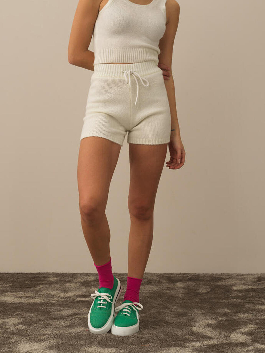 High Waist Regular Fit Knit Shorts - 3